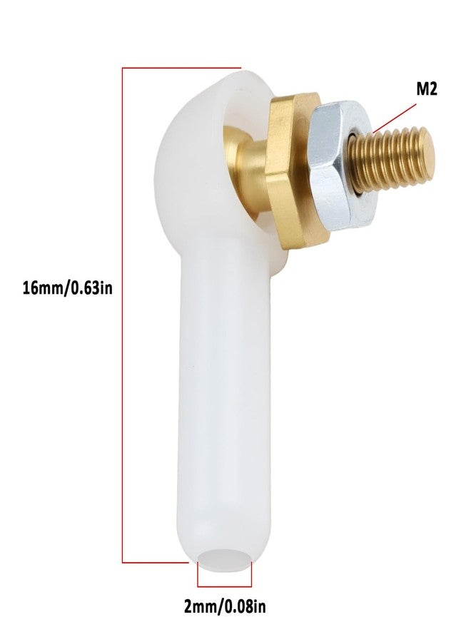 Briny River 10Pcs M2x16mm Ball Head Holder Tie Rod End Joint for RC Car Boat, White - Image 4